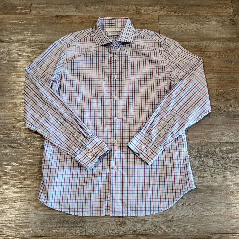 Porter & Ash Spread Collar Long Sleeved Button Down Dress Shirt Mens Size XL